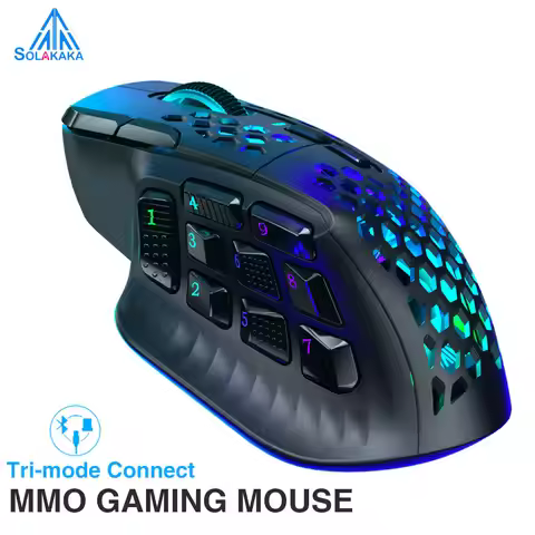 SOLAKAKA SM809 Pro Wireless MMO Gaming Mouse PAW3311 16 Side Buttons 24000 DPI RGB Honeycomb Program