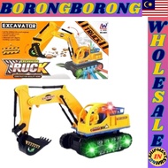 BORONG Excavator Truck w/ Cool Flashing Lights, Sound - Battery Operated Toys Engineering Electric T