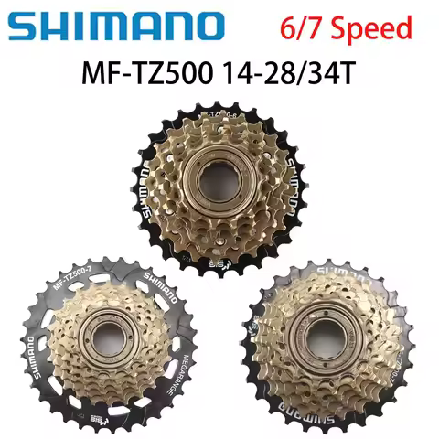 SHIMANO MF-TZ500 Freewheel, 6/7 Speed, 14-28T/14-34T, Thread-On, for MTB/Road/Folding Bikes