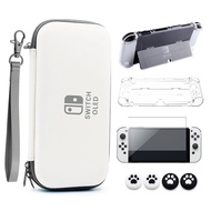 Switch OLED Storage Carry Bag Accessories Kit PC Clear Cover Case Screen Protector With Analog Grips for Nintendo Switch OLED