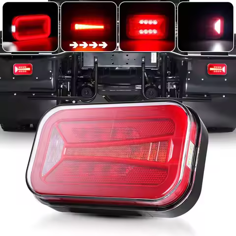 6.5 inch LED Combination Taillights Square Halo Turn Signal Light Car License Plate Lamp DRL For Tra