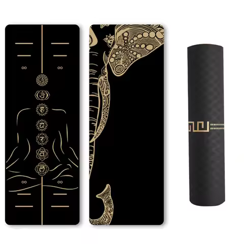 Luxury Black Gold Yoga Mat 6mm TPE Body Building Fitness Exercise Workout Mattres Non-slip Yoga Blan