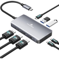 USB C Docking Station Dual Monitor, Laptop Docking Station 3 Monitor, USB C Hub Dual 4K@60Hz HDMI Di