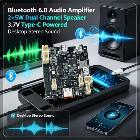 Dc 3.7v Tws Dual Channel Bluetooth Amplifier Module 2*5w Bluetooth 6.0 Amplifier Board Mp3 Table Aud