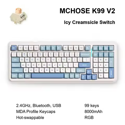 MCHOSE K99 V2 Wireless Gasket Mount Mechanical Keyboard Customized Gaming Office Keyboard RGB Tri-Mo