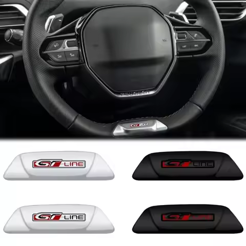 9.1x2.8cm New Car Steering Wheel Metal Sticker Badge Interior Emblem for Peugeot GT LINE 308 PHEV 50