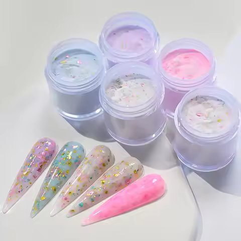 5/6/7Jar Gold Foils Nail Dipping Crystal Acrylic Powder Glitter EMA Nail Pigment Polymer Crystal Dus