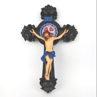 Cross Wall Hanging Cross Spiritual Statue Fiberglass Statue Corpus Jesus Medal Benedictus 27.5 cm