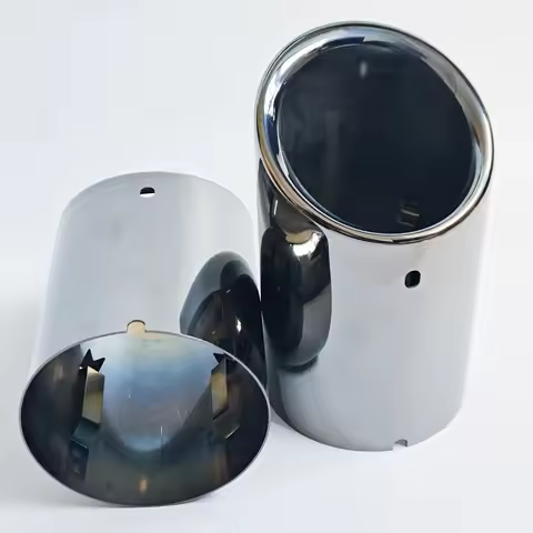 2PCS Titanium Black Exhaust Muffler Tips TailPipe Cover Case For Audi Q7 2007-2011 Car Accessories