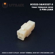 H3322-3 & H3327-3 Utilux - Socket Terminal 3-Pin External ButtonSkun Set