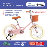 Mini Element Cupcakes Pink 18 Inch Keranjang Roda Samping Bantuan Sepeda Anak Perempuan Roda Tiga Umur 4 5 6 Tahun KS Bike CIrebon