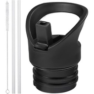 Hydro Standard Mouth Straw Lid Black Water Bottle, Lid with Straws and Flexible Handle fits Hydrofla