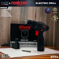 Bor cordless MAKTEC 12v  mesin bor baterai drill tembok besi kayu sekrup fullset Gtools Eropa GT01 garansi resmi