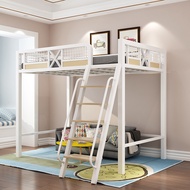 Modern Minimalist Wrought Iron Small Apartment Loft Bed Children Adult Elevated Bed Bed Double Bed Mother and Son Dormitory Bed