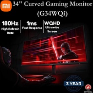 【3 Year Warranty】Xiaomi Curved Gaming Monitor G34WQi 34 Inch 1ms Fast Response 21:9 180Hz High Refre