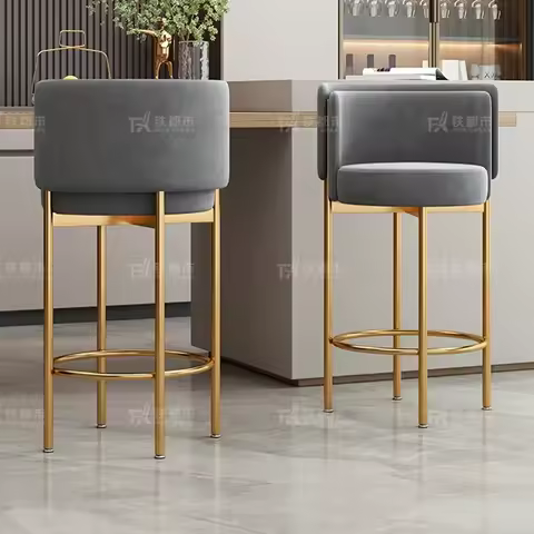 Luxury Chair High Bar Table Counter Stool Nordic Dining Chairs Swivel Velvet Stools Modern Design Ki