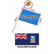 Falkland Island Hand Flag With Stick (14x21cm)/ Bendera Tangan Dunia Falkland Island (14x21cm)