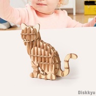 [Diskkyu] Puzzle Toy Portable Develop Shape Puzzle Assembly Game Wooden 3D Cat Puzzle