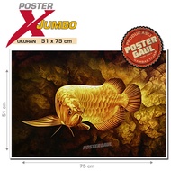 POSTER FOR SALE - NOT A FISH SALE --- GOLD ARWANA XJumbo Poster #XJFJP301 - size 51 x 75 cm