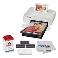 Canon SELPHY CP1300 Compact Photo Printer (White) + Canon KP-108IN Color Ink and Paper Set + Phot...