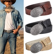 OAKDENEMYWAY Western Cowboy Belt, Punk Rock Retro Carved Buckle Embossed Belt, Luxury PU Leather Vin