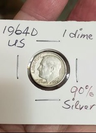 (美國銀幣) 1964D 美國one dime銀幣 一枚