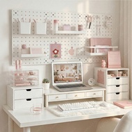 [Ready Stock] Pegboard Wall Organizer No Drilling 洞洞板墙面置物架 Wall Mounted Storage Rack DIY Home Decor 