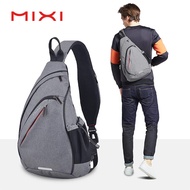 Mixi 17 inch chest bag men women sports shoulder bag sling bag men USB changer messenger bag triangle bag casual water drop bag small bag M5225