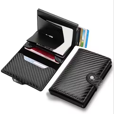 Rfid Carbon Fiber Credit Card Holder Wallet Money Bag Luxury Men Rfid Smart Metal Cardholder Case Sl