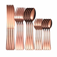 72I Rose Gold Cutlery Set Fork Spoon Knife Stainless Steel Cutlery Set 20Pcs Kitchen Tableware XYs