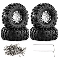 4pcs 1.3" 70mm Metal Beadlock Wheel Rim & Rubber Tyre 7MM Hex for 1/18 TRX4M Ascent-18 1/24 Axial SC