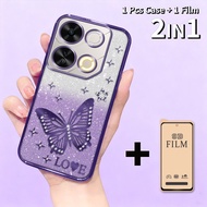 Casing for Itel P65 P671L Glitter Diamond Gradient - TPU Softcase Butterfly BINTANG + 9D Ceramic Ant