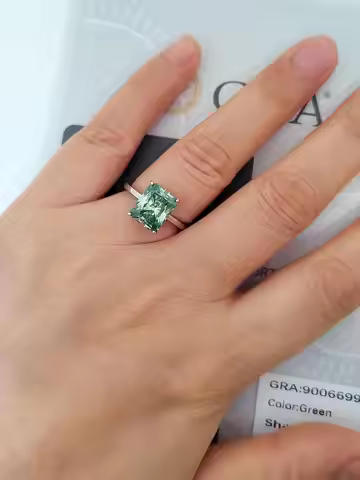 FIRERING 4ct Rectangular Moissanite Ring 8x11MM with Certificate Passed Diamond Test Ring Women Eter