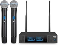 Kimyah Wireless Microphone System, All Metal Dual UHF Cordless Mics of Handheld, 328ft Range, Ideal for Church, Conference and Karaoke, DJ, Wedding(KY-3308)