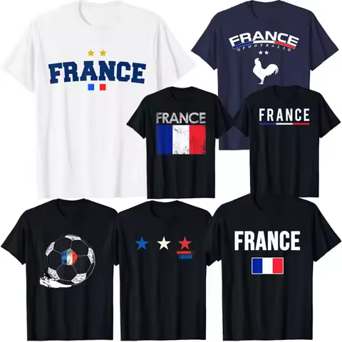 Soccer France Flag T-Shirt French Pride Tee France Football Two Stars Third Loading Clothes Frenchma