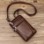 Cowhide Small Dolly Men Wear Belt Waist Bag Mobile Phone Crossbody Mini Mini One-Shoulder Genuine Le
