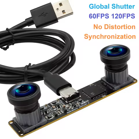ELP 1080P 60fps Global Shutter Dual Lens No Distortion High Speed120fps Synchronization 3D Stereo US
