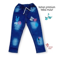 Girls' Jeans 1-12 Years Old with Cute Dahlia Embroidery Variations Girls' Long Jeans Girls' Jeans Gi