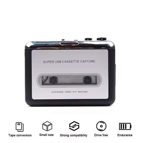 USB Cassette Capture Radio Player Portable USB Cassette Tape to MP3 Converter Capture Audio Music Pl
