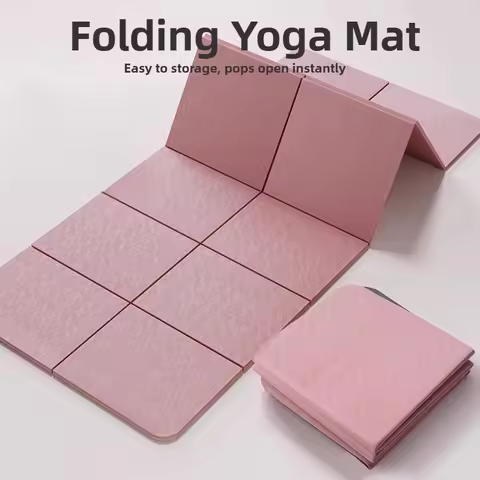 Eco-Friendly TPE Foldable Yoga Mat Double-Sided Non-Slip Travel Fitness Exercise Mat for Pilates and