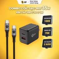 Combo cốc sạc nhanh 9FIT 35W kèm cáp sạc C to C - Hàng chính hãng