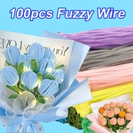 100PCS Colorful Fuzzy Wire Chenille Wires Fluffy Sticks DIY Craft Fuzzy Stem Twist Wire For Kids