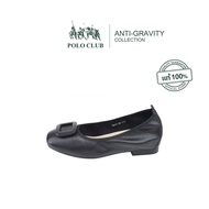 POLO CLUB รองเท้าหนังแท้ รุ่น P1960 สีดำ | รองเท้าคัทชูผู้หญิง รองเท้าหัวมน ส้นเตารีด รองเท้าทำงานผู้หญิง