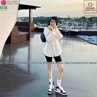 Quần legging đùi Hiền Trần BOUTIQUE nữ thun cạp cao biker lửng ngố đồ mặc nhà dáng ôm bó lưng thun b