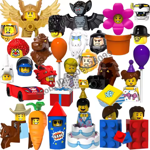 Anime Cartoon Figures Building Blocks Panda Banana Rabbit Puppy Statue Of Liberty Gold Warrior Rocke