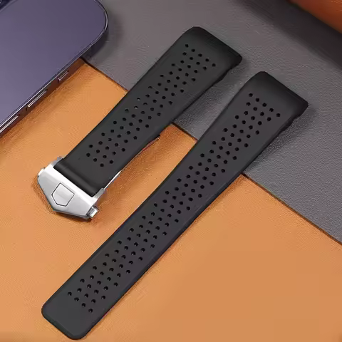 Natural Rubber Watchband For TAG HEUER GRAND CARRERA wristband Waterproof Sport Strap Soft Silicone 
