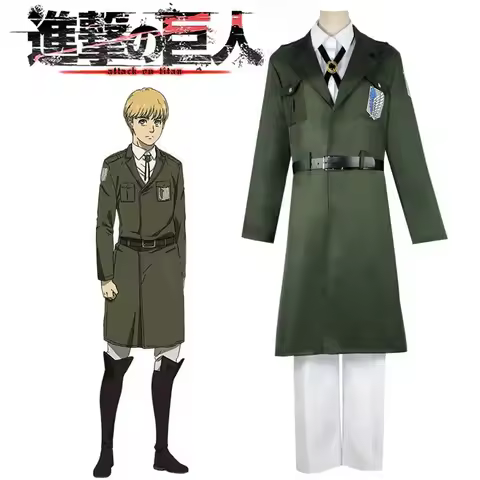 Attack on Titan Cosplay Anime Season 4 Scout Regiment Eren Jager Armin Arlert Navy Green Jacket Hall