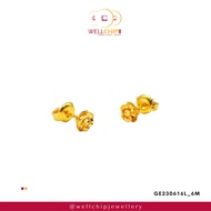 WELL CHIP Rose Studs Earrings - 916 Gold/Anting-anting Kancing Bunga Ros - 916 Emas