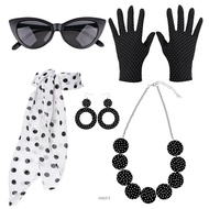 5pcs 50s Women Set Polka Dot Headband Necklace For Women 5pcs Retro Disco Outfit Women Party Outfits