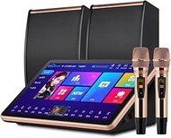 Karaoke System, 18.5 inch Capacitive Touch Screen Karaoke Machine with Wireless Microphone, Power Amplifier Function, AI Smart Voice Control the Song Function, Desktop KTV Player